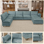 JUMMICO 40" Chaise Lounge Chair for Single Comfy Upholstered Deep Seat Reading Arm Chair Clould Couch for Living Room, Apartment Office, Small Spaces (Dark Blue-3, Single Sofa)
