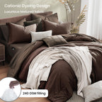 Monbix Queen Comforter Set - 7 Pieces Cationic Dyeing Autumn Leaf Bed in a Bag Queen Bedding Sets with Comforter, Sheets, Pillowcases & Shams, Reversible Bedding Comforters Sets