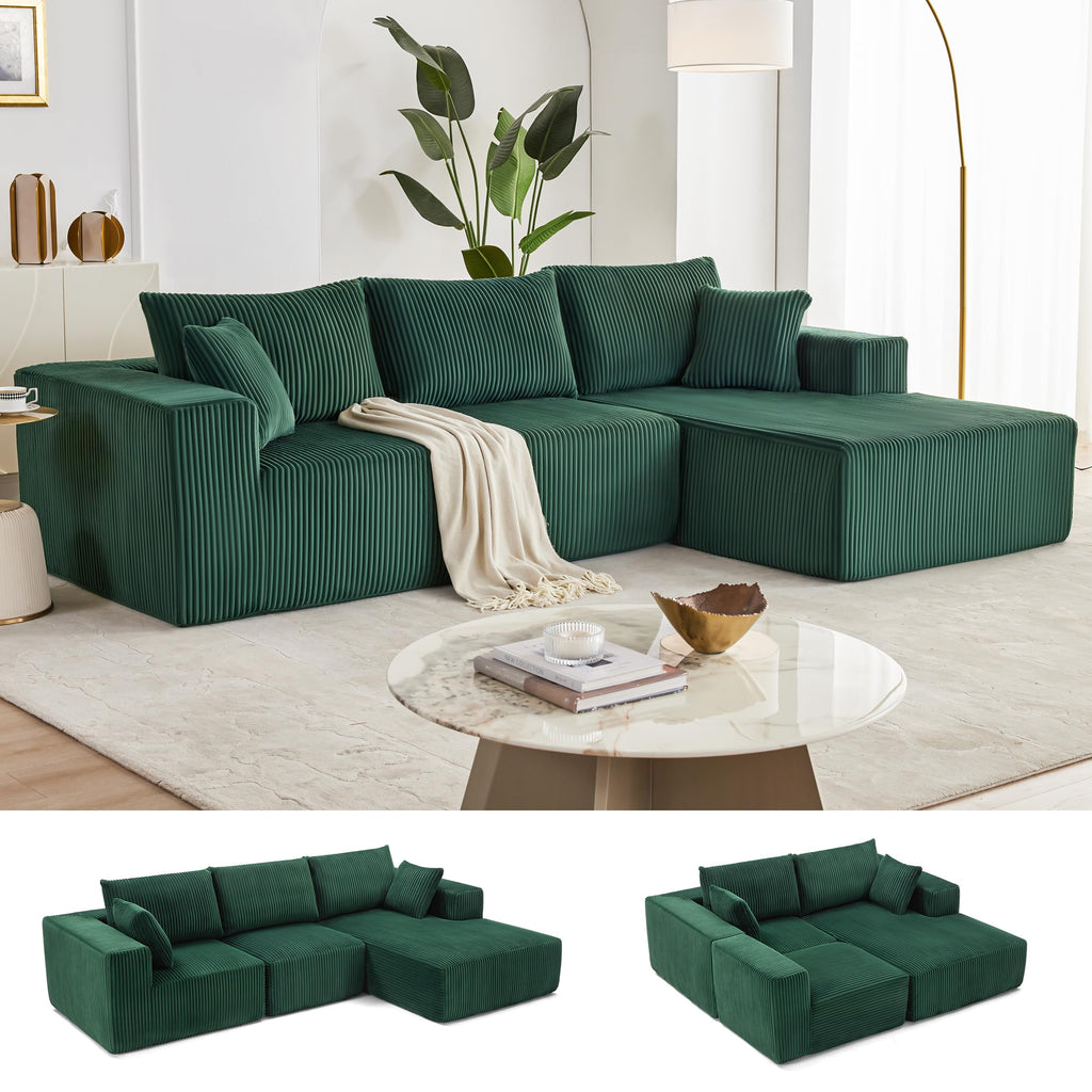 108” Modular Sectional Sofa, Cloud Sectional Couch with Deep Seat, Modern Modular L-Shape Sofa Couch with Chaise,Upholstered Boneless Couches for Living Room Bedroom (Beige, Left Facing Chaise)