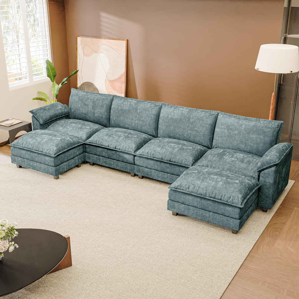 JUMMICO 40" Chaise Lounge Chair for Single Comfy Upholstered Deep Seat Reading Arm Chair Clould Couch for Living Room, Apartment Office, Small Spaces (Dark Blue-3, Single Sofa)