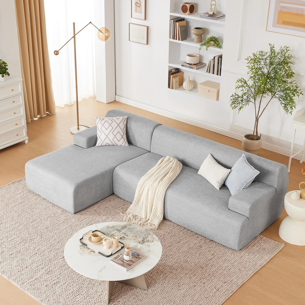 108” Modular Sectional Sofa, Cloud Sectional Couch with Deep Seat, Modern Modular L-Shape Sofa Couch with Chaise,Upholstered Boneless Couches for Living Room Bedroom (Beige, Left Facing Chaise)