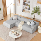 108” Modular Sectional Sofa, Cloud Sectional Couch with Deep Seat, Modern Modular L-Shape Sofa Couch with Chaise,Upholstered Boneless Couches for Living Room Bedroom (Beige, Left Facing Chaise)