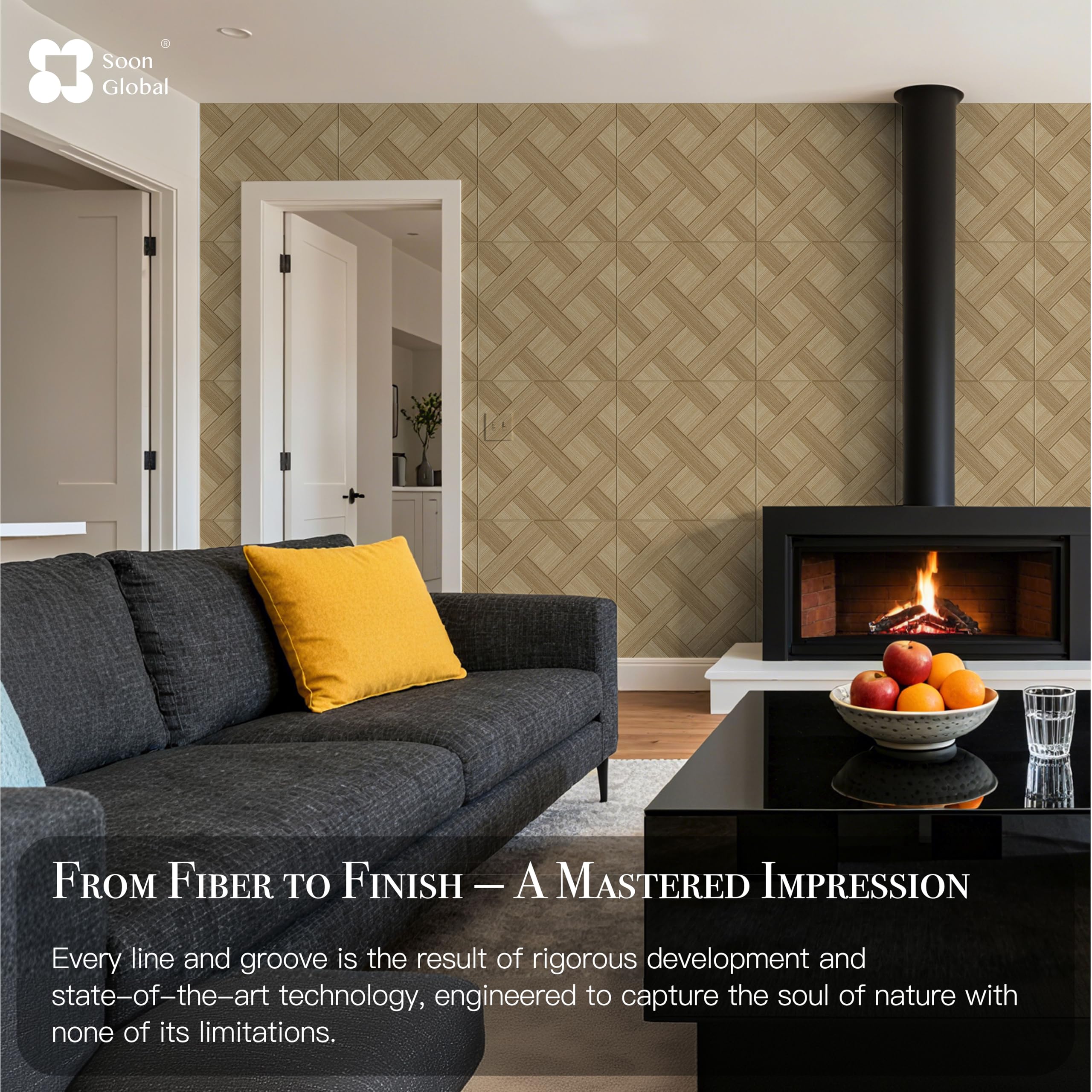 Soon Global Acoustical Wall Panels, 6-Piece 23.62 X 23.62 Inches Art Acoustic Panels, Decorative Acoustic Panels, Acoustic Wall Panels, Sound Absorbing Wall Art, Arcadian Vortex
