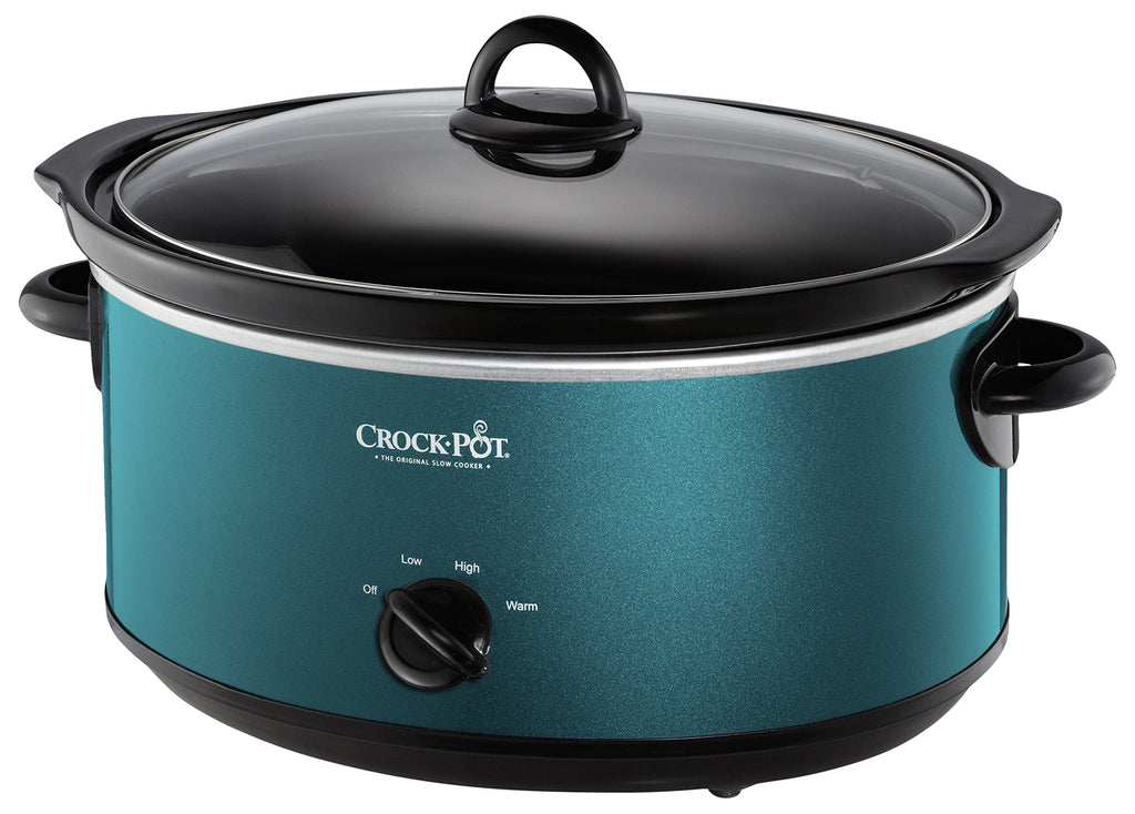 Crock-Pot 7-Quart Manual Slow Cooker, Family Size Serves 8+ People & Fits 6-lb Roast, Removable Stoneware with Warming Setting, Dishwasher Safe for Easy Cleanup, Turquoise