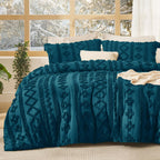 Bedsure Tufted Boho Comforter Set Queen Size - Green Boho Bed Set, GentleSoft™ 3 Pieces Farmhouse-Style Embroidery Bedding, Gifts for Woman, Soft Jacquard Queen Comforter for All Seasons