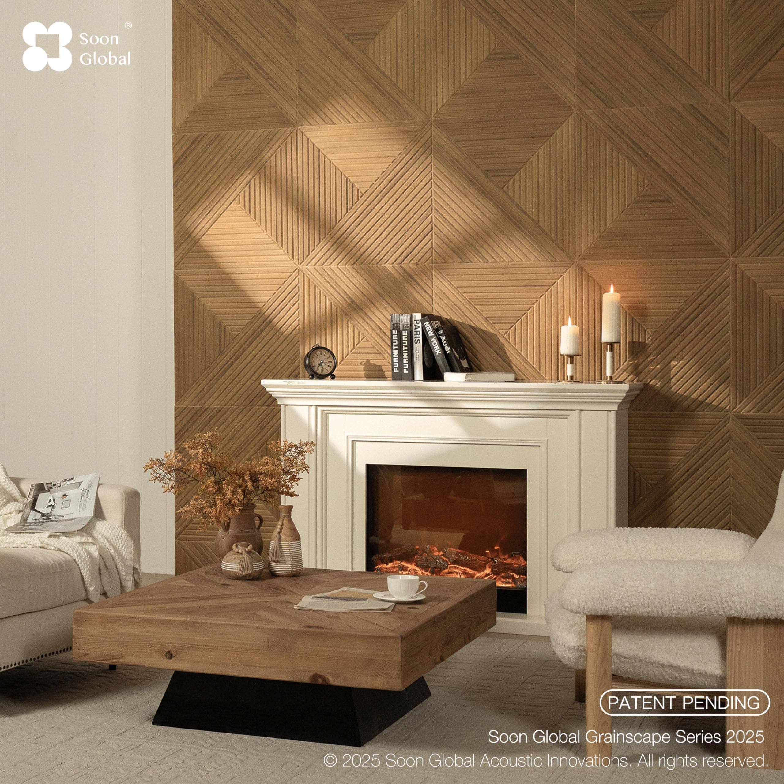 Soon Global Acoustical Wall Panels, 6-Piece 23.62 X 23.62 Inches Art Acoustic Panels, Decorative Acoustic Panels, Acoustic Wall Panels, Sound Absorbing Wall Art, Arcadian Vortex
