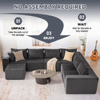 108” Modular Sectional Sofa, Cloud Sectional Couch with Deep Seat, Modern Modular L-Shape Sofa Couch with Chaise,Upholstered Boneless Couches for Living Room Bedroom (Beige, Left Facing Chaise)