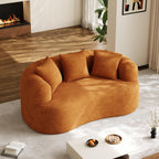 131" Oversized Sectional Sofa for Living Room, Modern Luxury Plush Chenille 4-Seater Extra Deep & Wide Seat Curved Cloud Couch with 4 Throw Pillows, No Assembly Needed, Light Brown