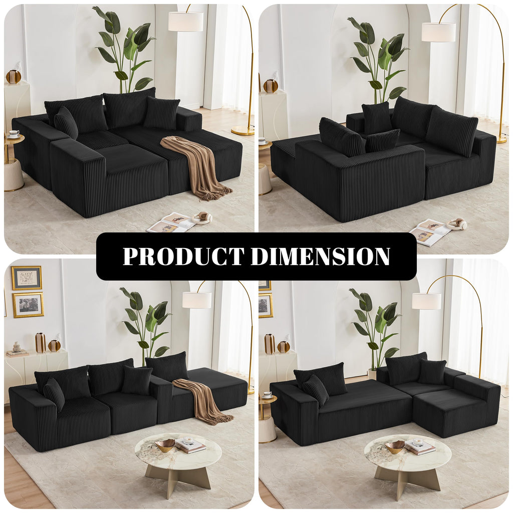 108” Modular Sectional Sofa, Cloud Sectional Couch with Deep Seat, Modern Modular L-Shape Sofa Couch with Chaise,Upholstered Boneless Couches for Living Room Bedroom (Beige, Left Facing Chaise)