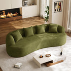131" Oversized Sectional Sofa for Living Room, Modern Luxury Plush Chenille 4-Seater Extra Deep & Wide Seat Curved Cloud Couch with 4 Throw Pillows, No Assembly Needed, Light Brown