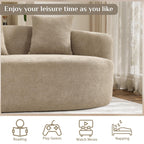 131" Oversized Sectional Sofa for Living Room, Modern Luxury Plush Chenille 4-Seater Extra Deep & Wide Seat Curved Cloud Couch with 4 Throw Pillows, No Assembly Needed, Light Brown