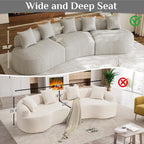 131" Oversized Sectional Sofa for Living Room, Modern Luxury Plush Chenille 4-Seater Extra Deep & Wide Seat Curved Cloud Couch with 4 Throw Pillows, No Assembly Needed, Light Brown