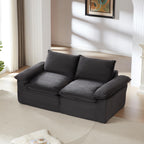 98.4-Inch Oversized Boneless Cloud Couches Deep Seat Foam Sofa Couch with 2 Round Toss Pillows, Luxury Corduroy Upholstered 3 Seat Tufted Loveseat, Cloud Sofa in a Box