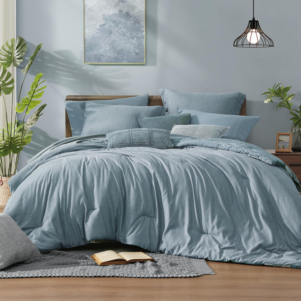 Monbix Queen Comforter Set - 7 Pieces Cationic Dyeing Autumn Leaf Bed in a Bag Queen Bedding Sets with Comforter, Sheets, Pillowcases & Shams, Reversible Bedding Comforters Sets