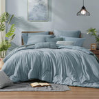 Monbix Queen Comforter Set - 7 Pieces Cationic Dyeing Autumn Leaf Bed in a Bag Queen Bedding Sets with Comforter, Sheets, Pillowcases & Shams, Reversible Bedding Comforters Sets