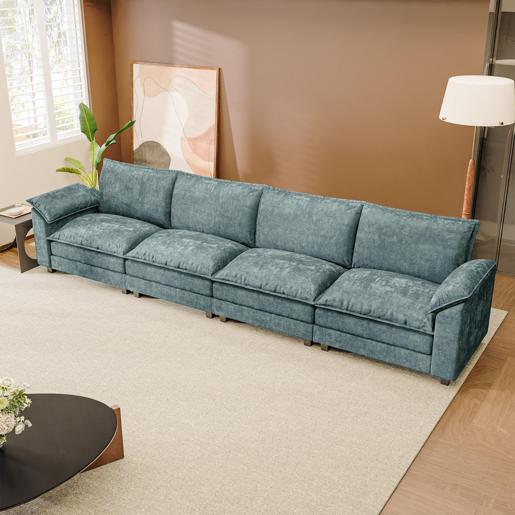 JUMMICO 40" Chaise Lounge Chair for Single Comfy Upholstered Deep Seat Reading Arm Chair Clould Couch for Living Room, Apartment Office, Small Spaces (Dark Blue-3, Single Sofa)