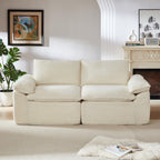 98.4-Inch Oversized Boneless Cloud Couches Deep Seat Foam Sofa Couch with 2 Round Toss Pillows, Luxury Corduroy Upholstered 3 Seat Tufted Loveseat, Cloud Sofa in a Box