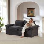 98.4-Inch Oversized Boneless Cloud Couches Deep Seat Foam Sofa Couch with 2 Round Toss Pillows, Luxury Corduroy Upholstered 3 Seat Tufted Loveseat, Cloud Sofa in a Box