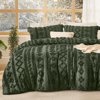 Bedsure Tufted Boho Comforter Set Queen Size - Green Boho Bed Set, GentleSoft™ 3 Pieces Farmhouse-Style Embroidery Bedding, Gifts for Woman, Soft Jacquard Queen Comforter for All Seasons