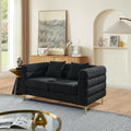 mikibama Modern Teddy Sectional Sofa, 81 Inch Oversized Sofa Couch, Luxury 3 Seater Deep Couch with 3 Pillows and Gold Metal Legs for Living Room, Bedroom, Apartment (Black)