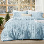 Bedsure Tufted Boho Comforter Set Queen Size - Green Boho Bed Set, GentleSoft™ 3 Pieces Farmhouse-Style Embroidery Bedding, Gifts for Woman, Soft Jacquard Queen Comforter for All Seasons