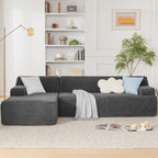 108” Modular Sectional Sofa, Cloud Sectional Couch with Deep Seat, Modern Modular L-Shape Sofa Couch with Chaise,Upholstered Boneless Couches for Living Room Bedroom (Beige, Left Facing Chaise)