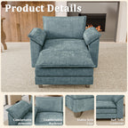 JUMMICO 40" Chaise Lounge Chair for Single Comfy Upholstered Deep Seat Reading Arm Chair Clould Couch for Living Room, Apartment Office, Small Spaces (Dark Blue-3, Single Sofa)