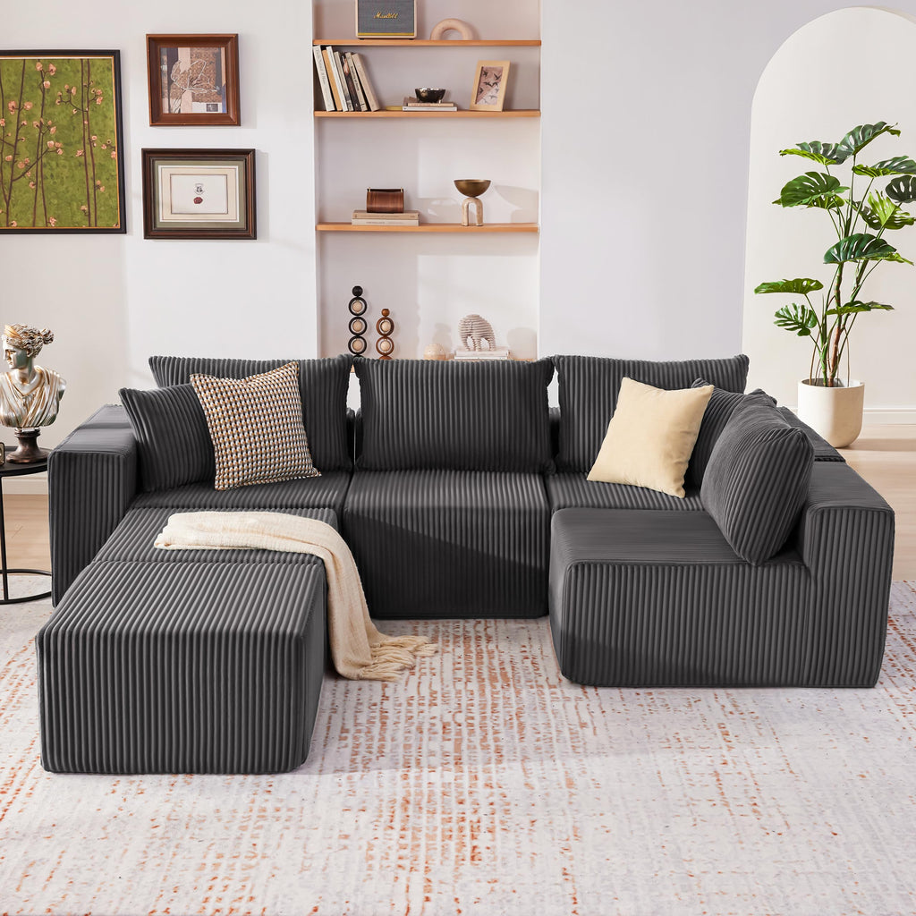 108” Modular Sectional Sofa, Cloud Sectional Couch with Deep Seat, Modern Modular L-Shape Sofa Couch with Chaise,Upholstered Boneless Couches for Living Room Bedroom (Beige, Left Facing Chaise)