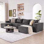 108” Modular Sectional Sofa, Cloud Sectional Couch with Deep Seat, Modern Modular L-Shape Sofa Couch with Chaise,Upholstered Boneless Couches for Living Room Bedroom (Beige, Left Facing Chaise)