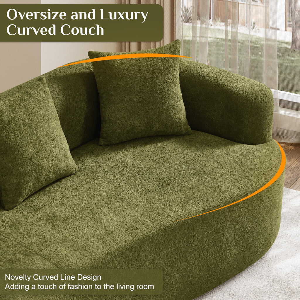 131" Oversized Sectional Sofa for Living Room, Modern Luxury Plush Chenille 4-Seater Extra Deep & Wide Seat Curved Cloud Couch with 4 Throw Pillows, No Assembly Needed, Light Brown