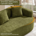 131" Oversized Sectional Sofa for Living Room, Modern Luxury Plush Chenille 4-Seater Extra Deep & Wide Seat Curved Cloud Couch with 4 Throw Pillows, No Assembly Needed, Light Brown