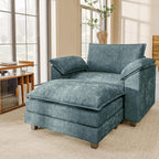JUMMICO 40" Chaise Lounge Chair for Single Comfy Upholstered Deep Seat Reading Arm Chair Clould Couch for Living Room, Apartment Office, Small Spaces (Dark Blue-3, Single Sofa)