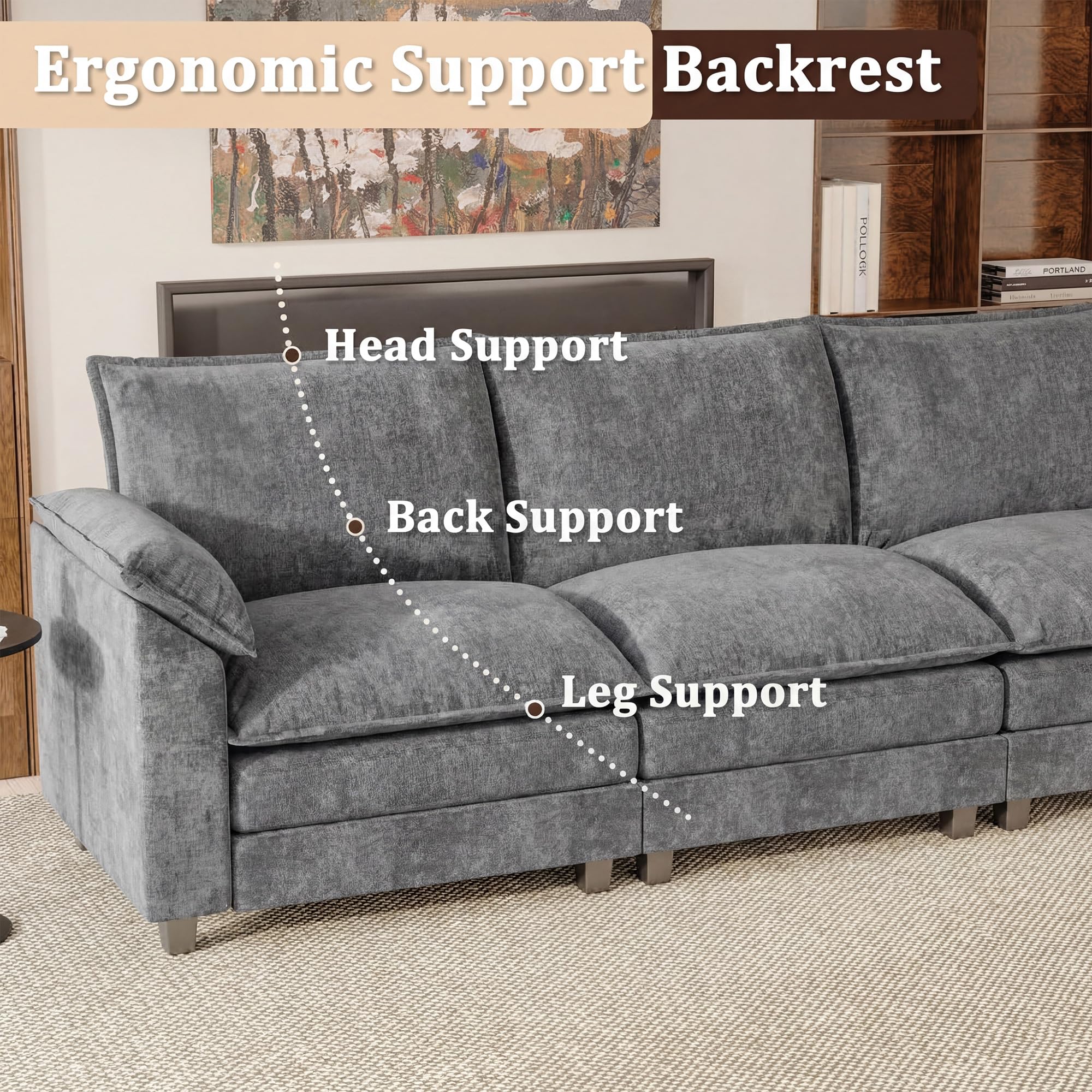 JUMMICO 40" Chaise Lounge Chair for Single Comfy Upholstered Deep Seat Reading Arm Chair Clould Couch for Living Room, Apartment Office, Small Spaces (Dark Blue-3, Single Sofa)
