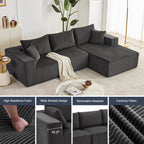 108” Modular Sectional Sofa, Cloud Sectional Couch with Deep Seat, Modern Modular L-Shape Sofa Couch with Chaise,Upholstered Boneless Couches for Living Room Bedroom (Beige, Left Facing Chaise)