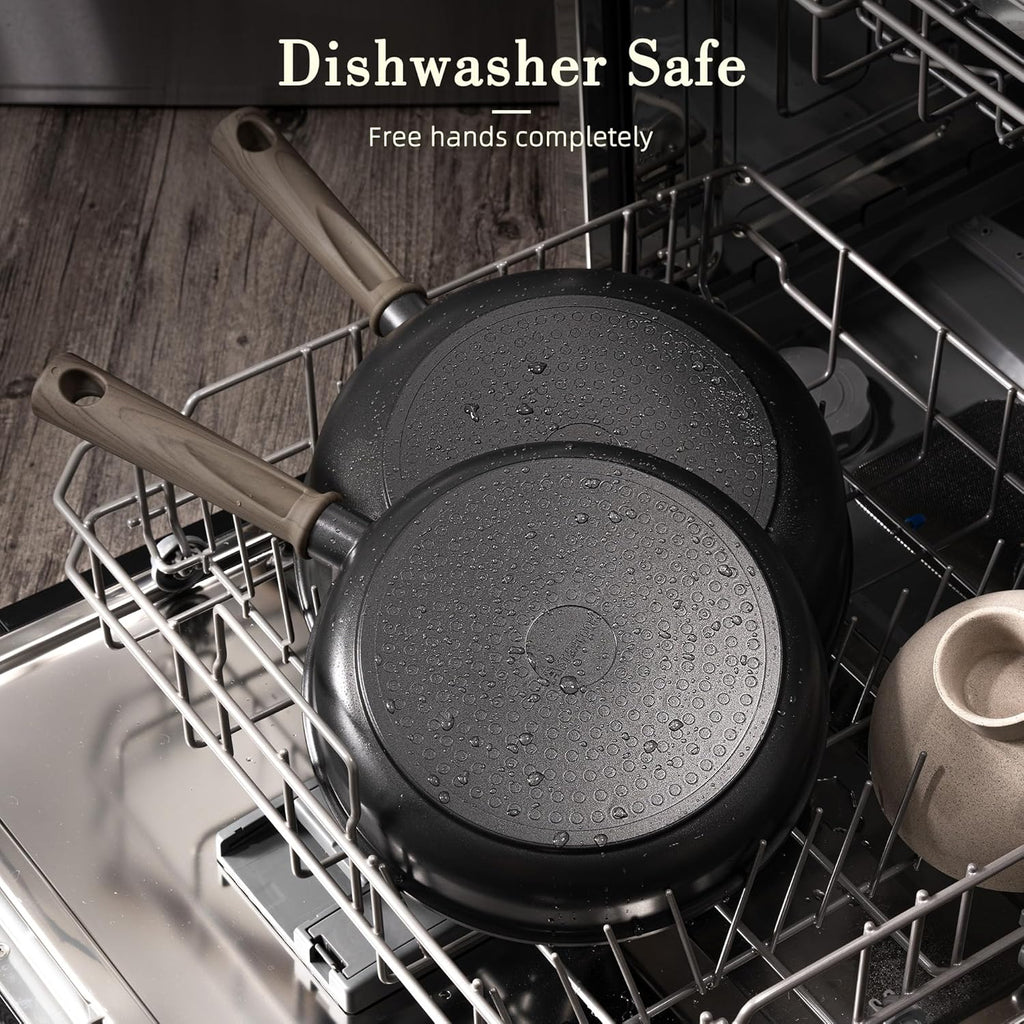 Astercook 19 Pcs Pots and Pans Set Non Stick, Black Titanium Induction Kitchen Cookware Sets, Non toxic Healthy Kitchen Cooking Set with Frying Pans Set, PFAS PTFE PFOA PFOS Free, Mothers Day Gifts