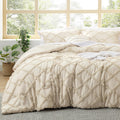 Bedsure Tufted Boho Comforter Set Queen Size - Green Boho Bed Set, GentleSoft™ 3 Pieces Farmhouse-Style Embroidery Bedding, Gifts for Woman, Soft Jacquard Queen Comforter for All Seasons