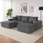 108” Modular Sectional Sofa, Cloud Sectional Couch with Deep Seat, Modern Modular L-Shape Sofa Couch with Chaise,Upholstered Boneless Couches for Living Room Bedroom (Beige, Left Facing Chaise)