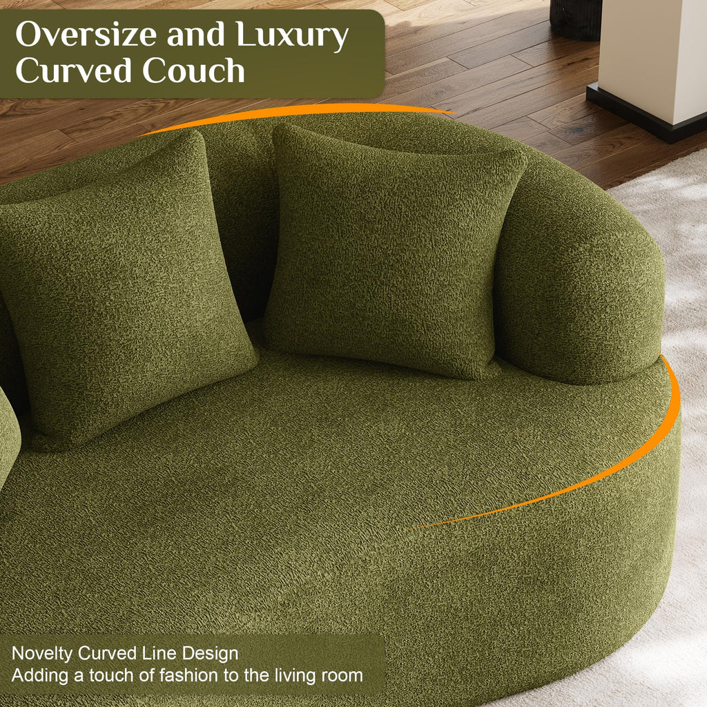131" Oversized Sectional Sofa for Living Room, Modern Luxury Plush Chenille 4-Seater Extra Deep & Wide Seat Curved Cloud Couch with 4 Throw Pillows, No Assembly Needed, Light Brown