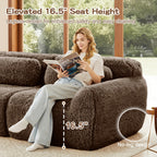 98.4-Inch Oversized Boneless Cloud Couches Deep Seat Foam Sofa Couch with 2 Round Toss Pillows, Luxury Corduroy Upholstered 3 Seat Tufted Loveseat, Cloud Sofa in a Box