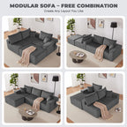 108” Modular Sectional Sofa, Cloud Sectional Couch with Deep Seat, Modern Modular L-Shape Sofa Couch with Chaise,Upholstered Boneless Couches for Living Room Bedroom (Beige, Left Facing Chaise)