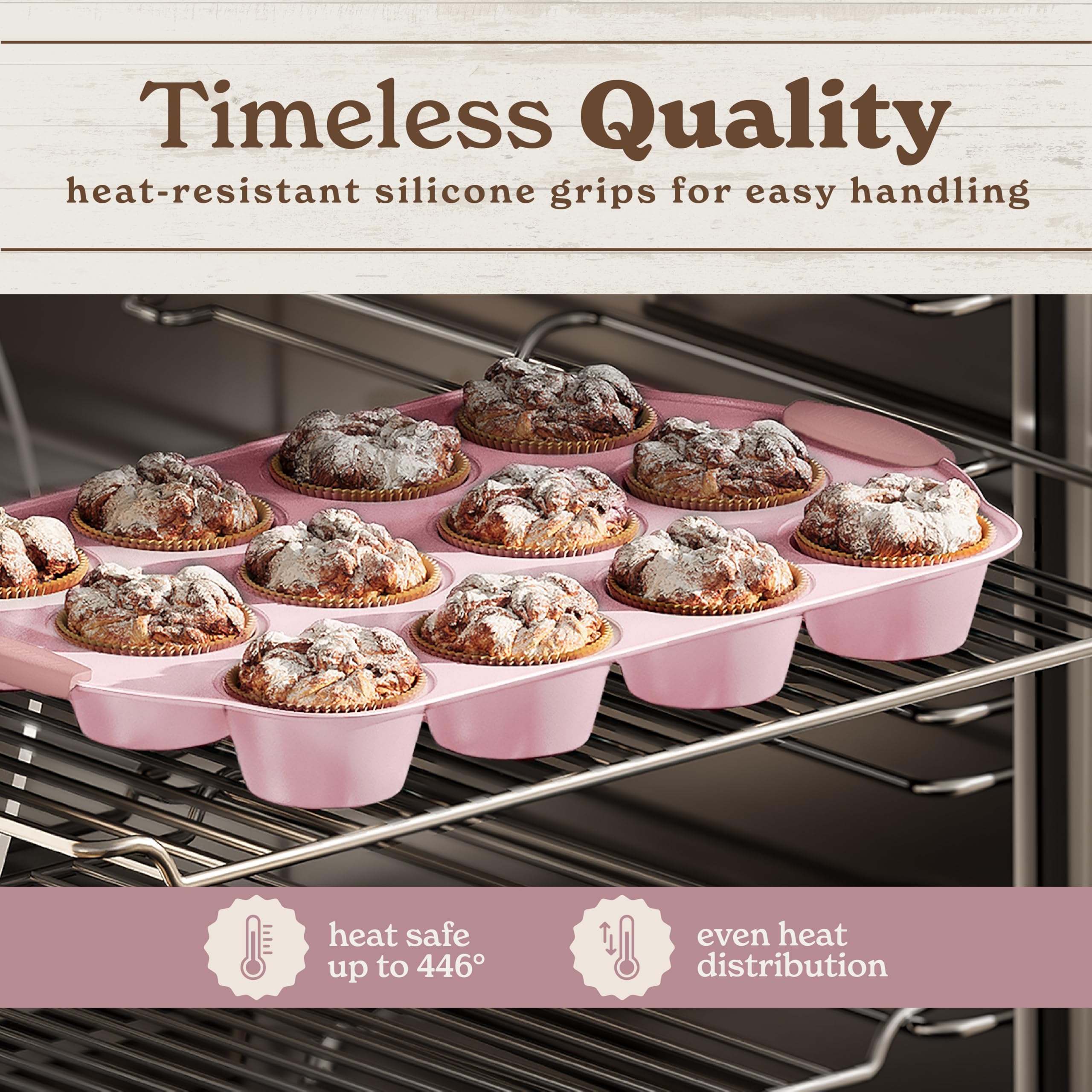 Country Kitchen Nonstick Stackable Bakeware Set - Durable, Easy Release Baking Set- 22 Pc. Includes Silicone Muffin Cups
