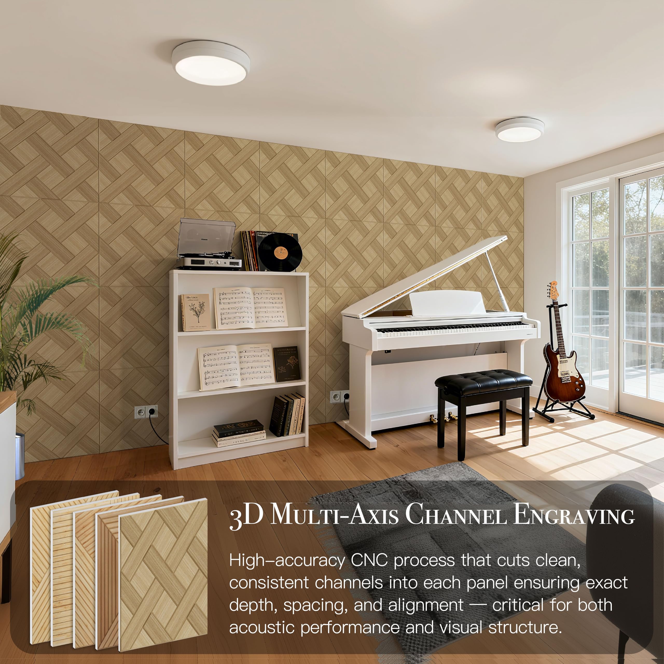 Soon Global Acoustical Wall Panels, 6-Piece 23.62 X 23.62 Inches Art Acoustic Panels, Decorative Acoustic Panels, Acoustic Wall Panels, Sound Absorbing Wall Art, Arcadian Vortex