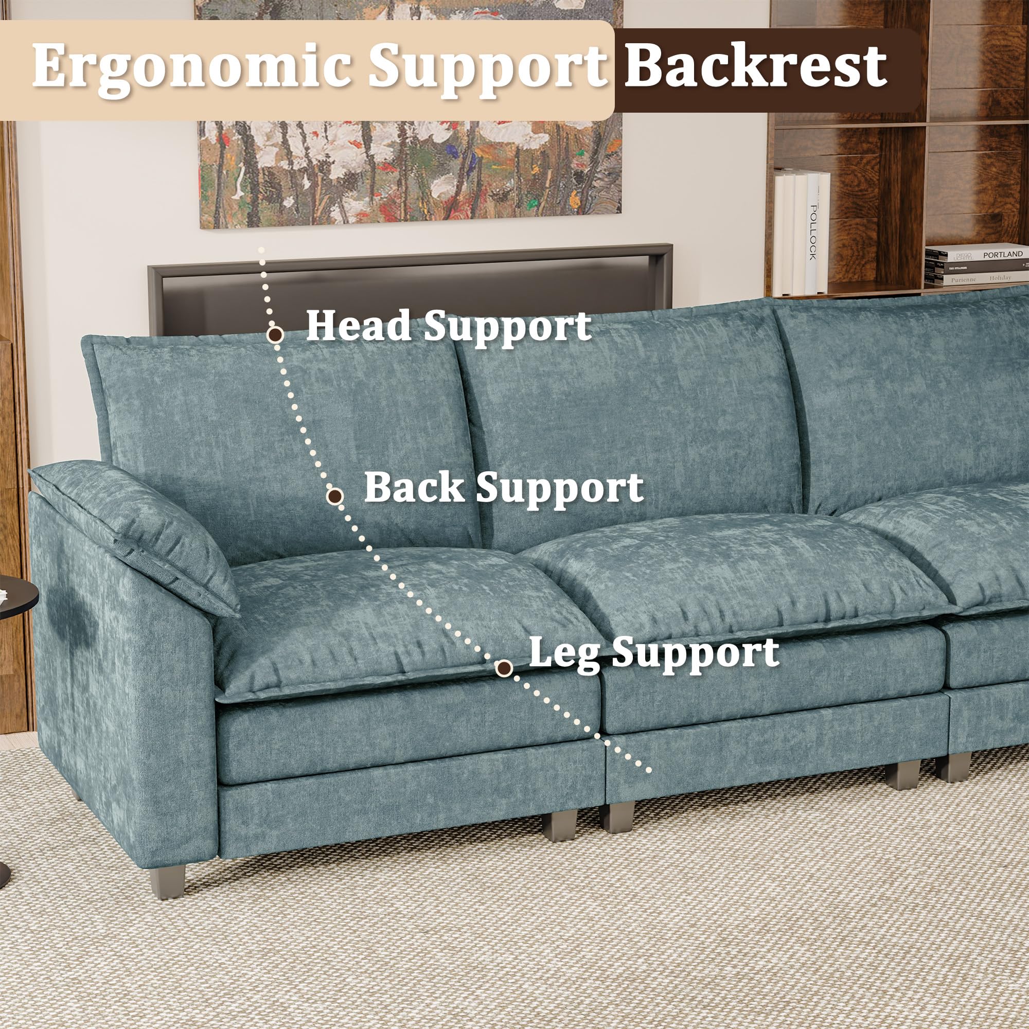 JUMMICO 40" Chaise Lounge Chair for Single Comfy Upholstered Deep Seat Reading Arm Chair Clould Couch for Living Room, Apartment Office, Small Spaces (Dark Blue-3, Single Sofa)