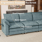 JUMMICO 40" Chaise Lounge Chair for Single Comfy Upholstered Deep Seat Reading Arm Chair Clould Couch for Living Room, Apartment Office, Small Spaces (Dark Blue-3, Single Sofa)