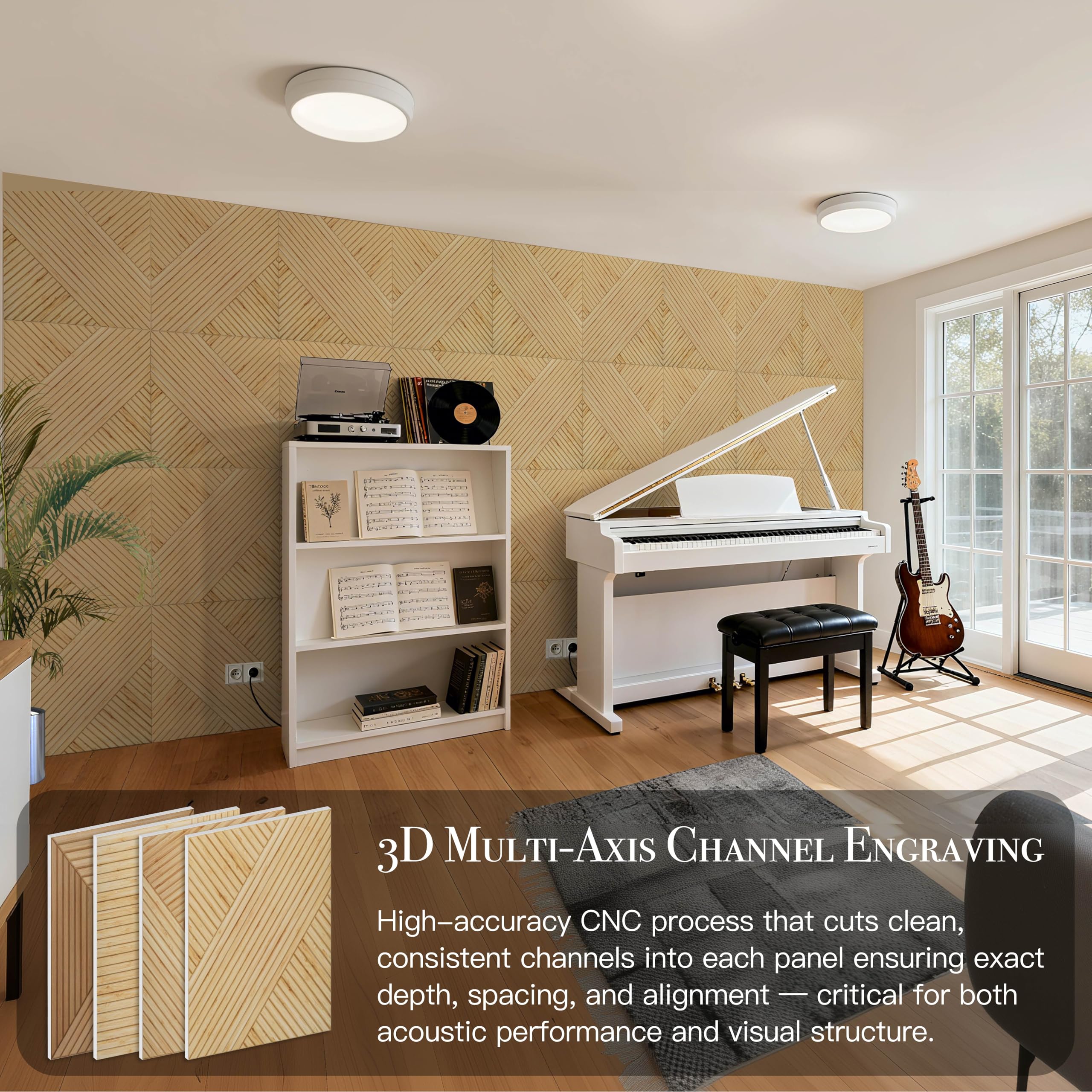 Soon Global Acoustical Wall Panels, 6-Piece 23.62 X 23.62 Inches Art Acoustic Panels, Decorative Acoustic Panels, Acoustic Wall Panels, Sound Absorbing Wall Art, Arcadian Vortex