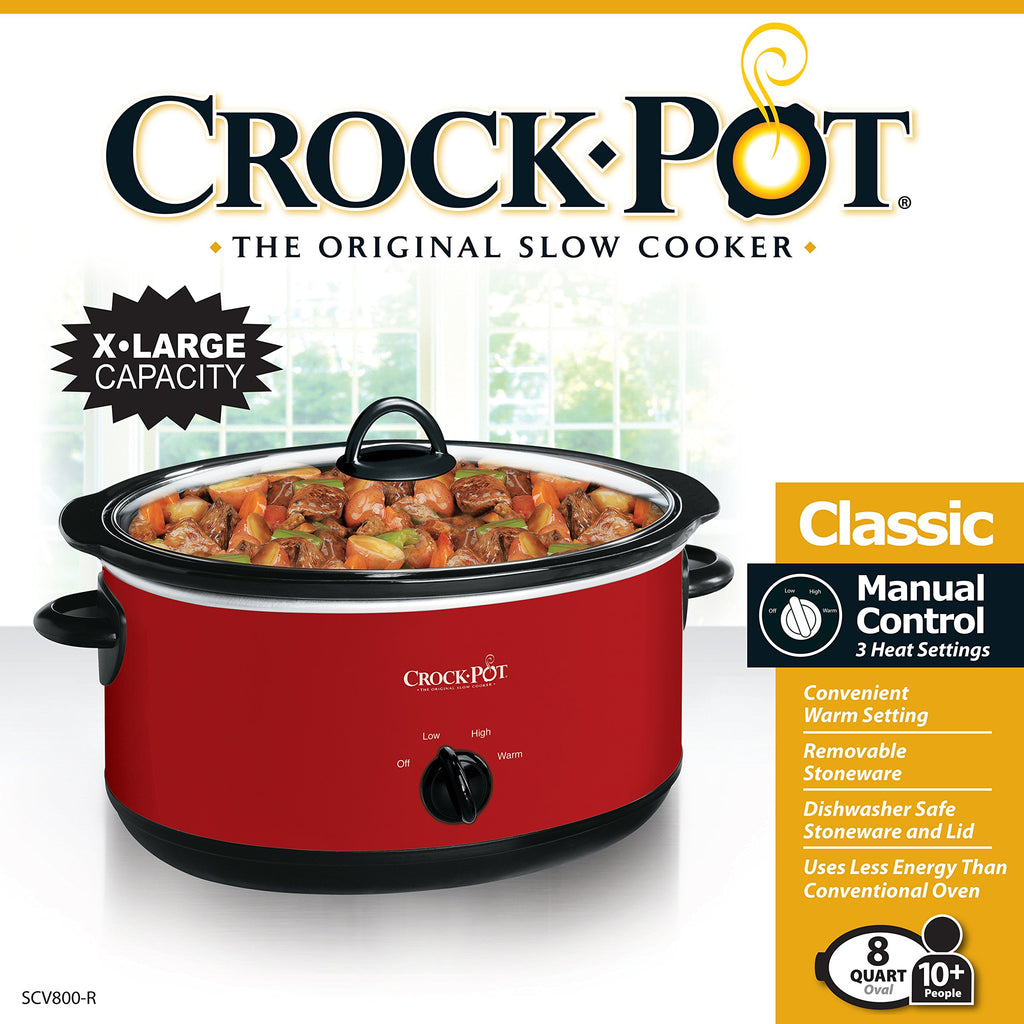 Crock-Pot 7-Quart Manual Slow Cooker, Family Size Serves 8+ People & Fits 6-lb Roast, Removable Stoneware with Warming Setting, Dishwasher Safe for Easy Cleanup, Turquoise