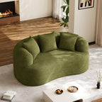 131" Oversized Sectional Sofa for Living Room, Modern Luxury Plush Chenille 4-Seater Extra Deep & Wide Seat Curved Cloud Couch with 4 Throw Pillows, No Assembly Needed, Light Brown