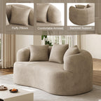 131" Oversized Sectional Sofa for Living Room, Modern Luxury Plush Chenille 4-Seater Extra Deep & Wide Seat Curved Cloud Couch with 4 Throw Pillows, No Assembly Needed, Light Brown