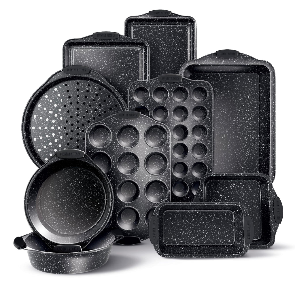 Country Kitchen Nonstick Stackable Bakeware Set - Durable, Easy Release Baking Set- 22 Pc. Includes Silicone Muffin Cups