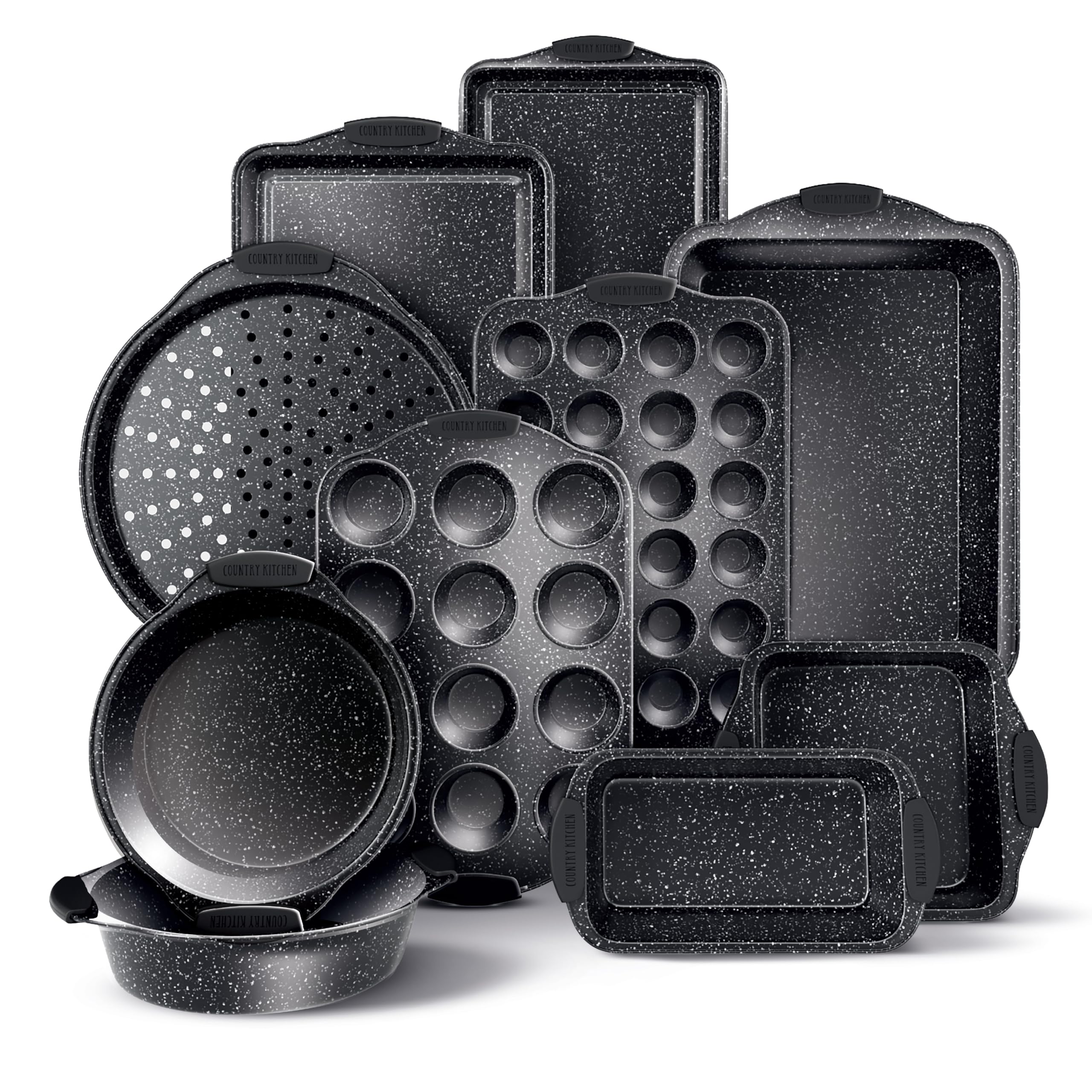 Country Kitchen Nonstick Stackable Bakeware Set - Durable, Easy Release Baking Set- 22 Pc. Includes Silicone Muffin Cups